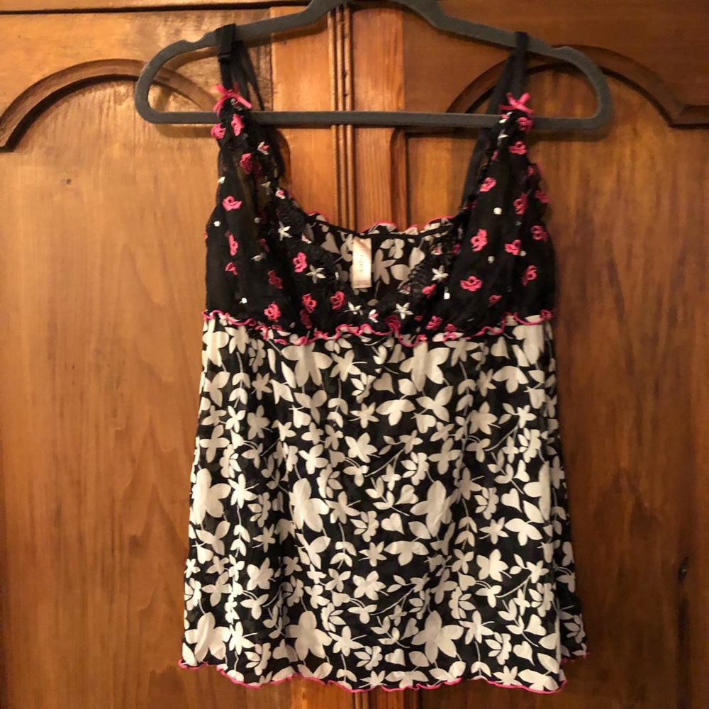 Black and pink flower babydoll